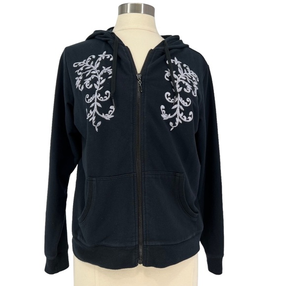 IACTIVE Black Embroidered Hoody Sweatshirt M - Picture 1 of 9
